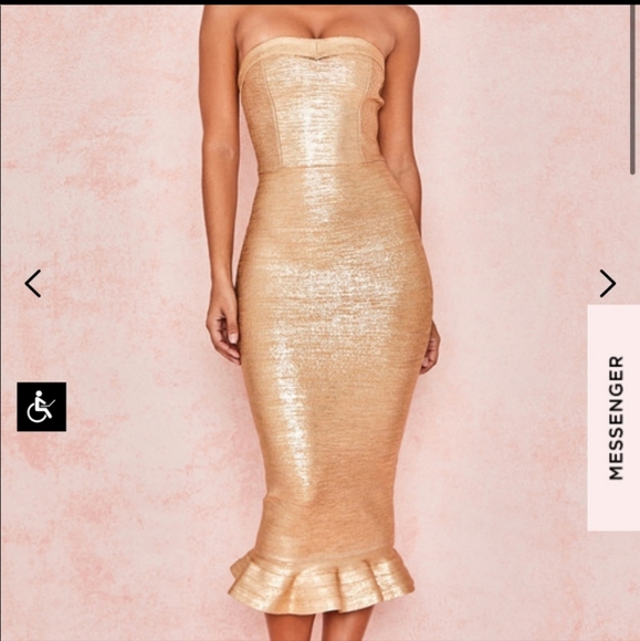 House of CB Dresses House Of Cb Gold Fabrizia Dress Poshmark